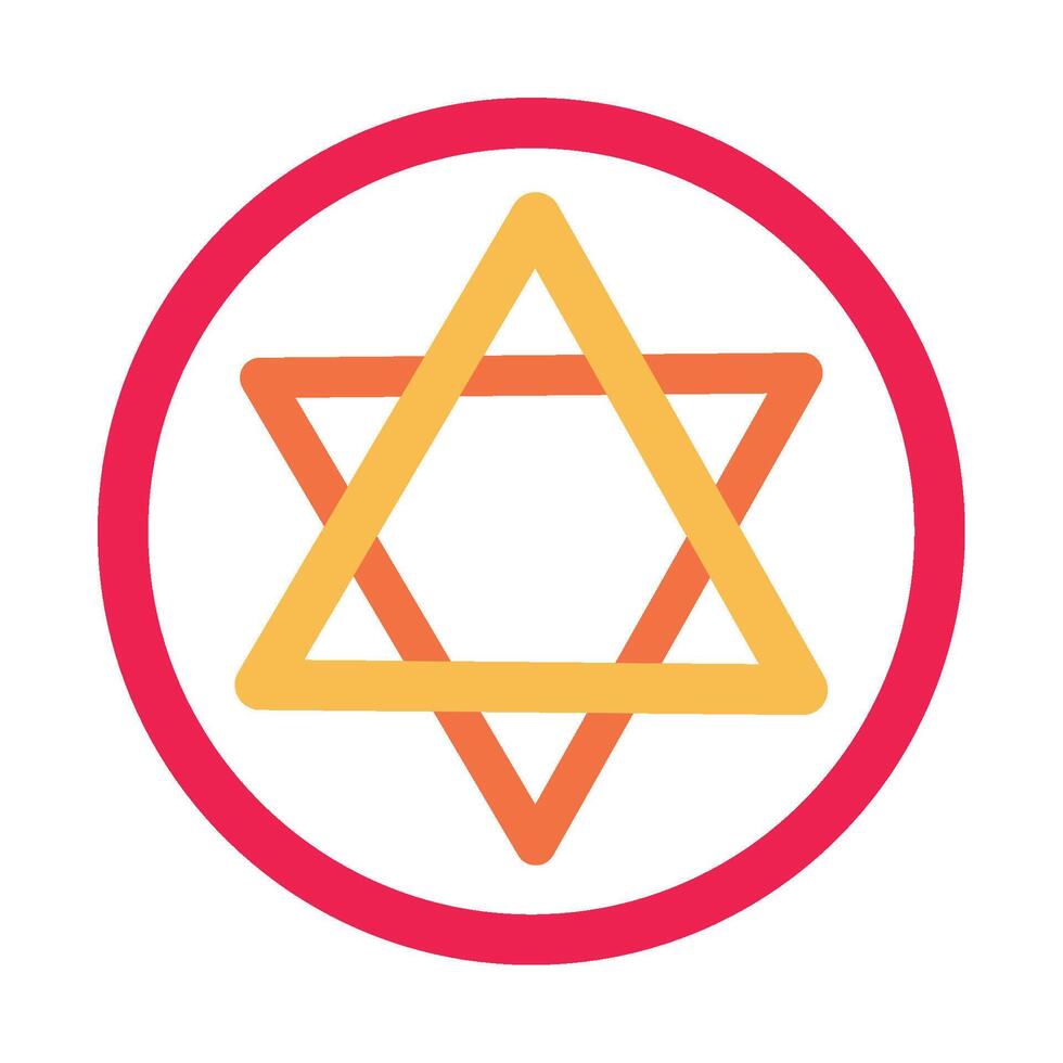 A red and orange star of david in a circle vector