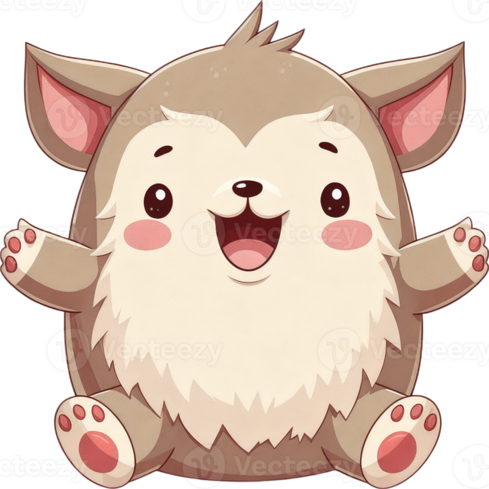 A cartoonish animal with a big smile on its face png