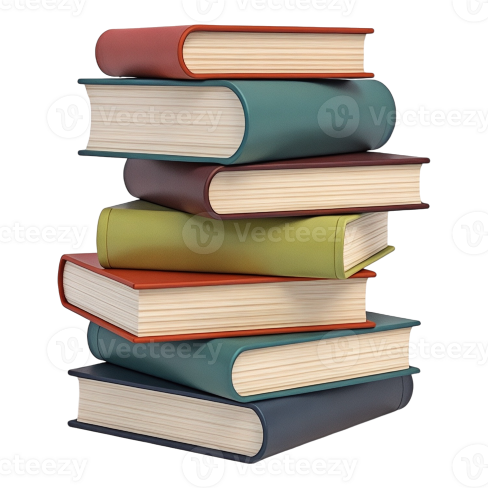 A stack of books with the top book being a green book png