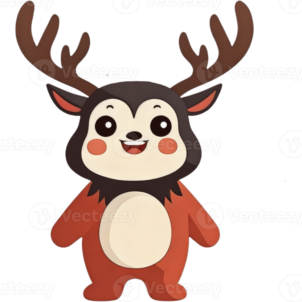 A cartoon deer with antlers is smiling and has a big grin png