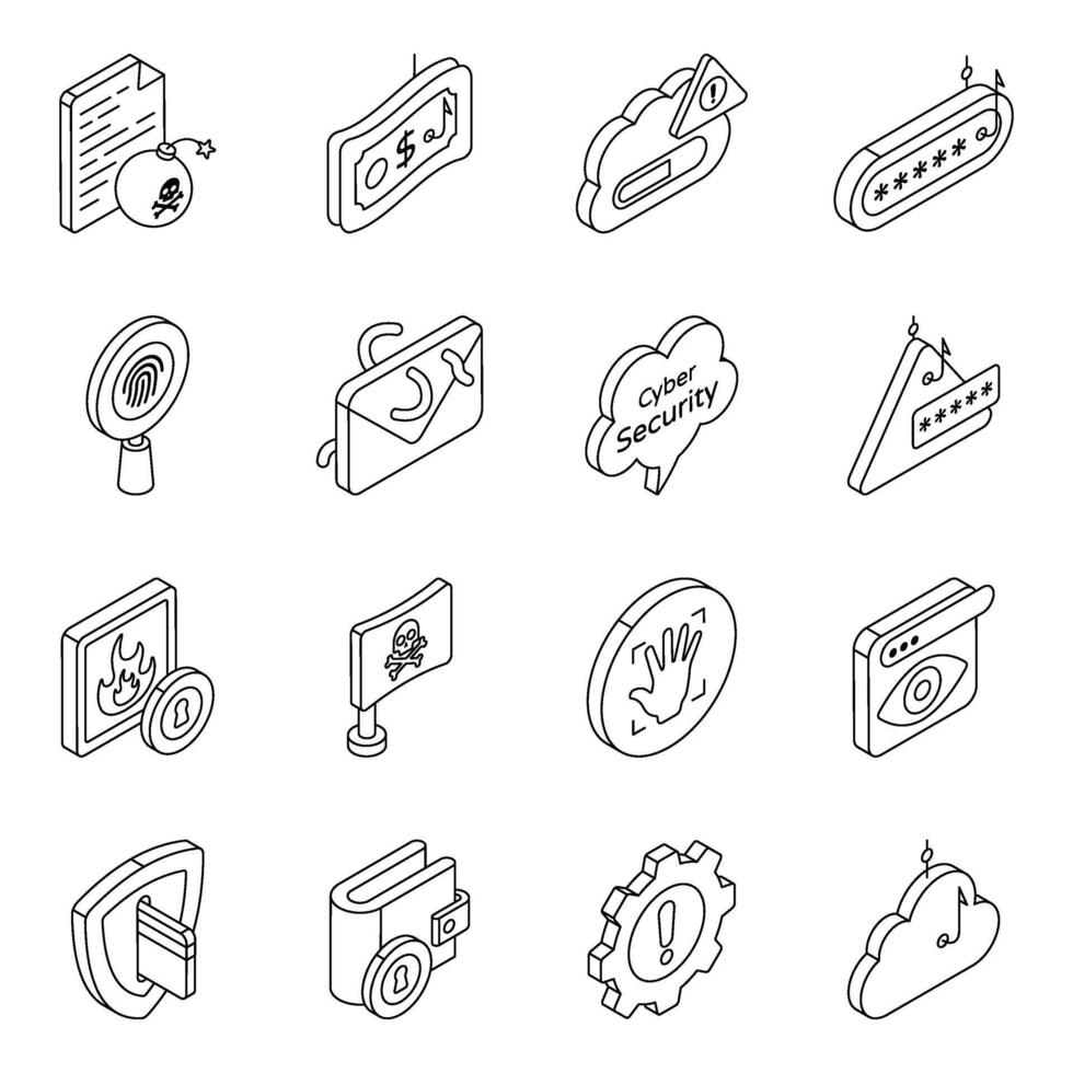 Pack of Web Security Linear Icon vector