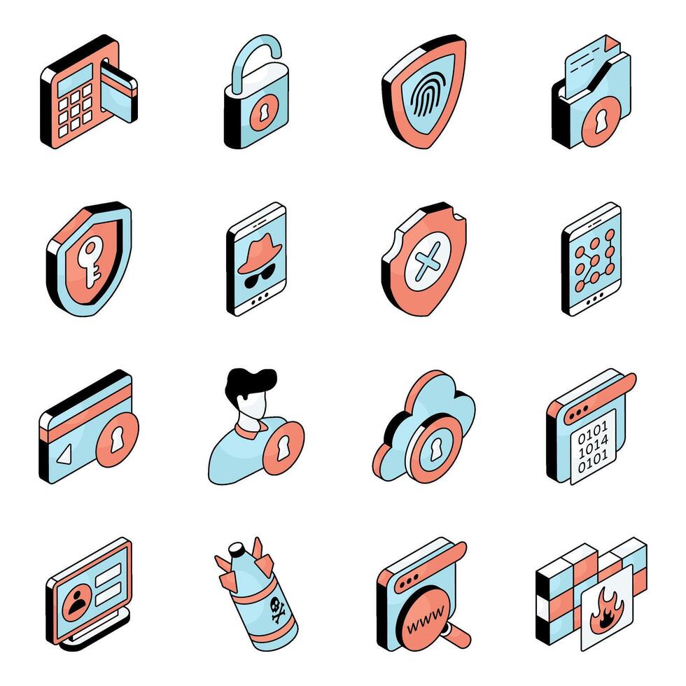 Pack of Security Flat Icon vector