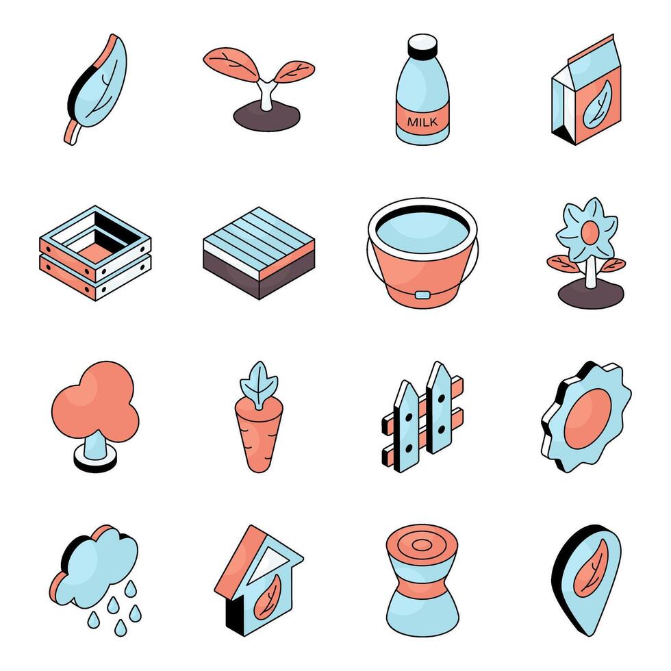 Set of Farming Flat Icons vector
