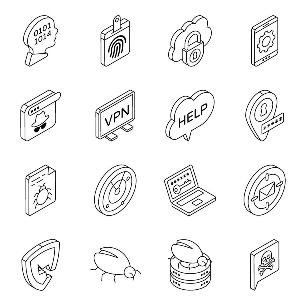 Pack of Internet Security Linear Icon vector