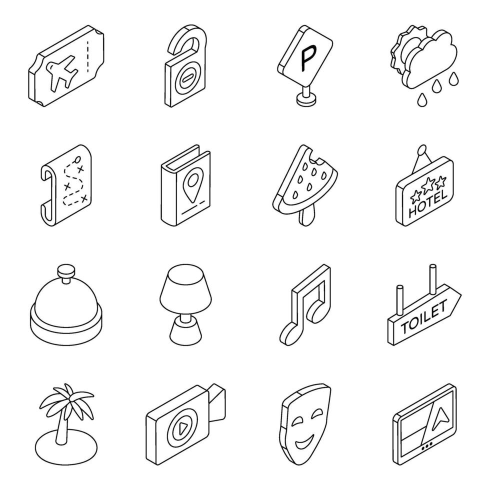Pack of Summer and Holiday Linear Icon vector
