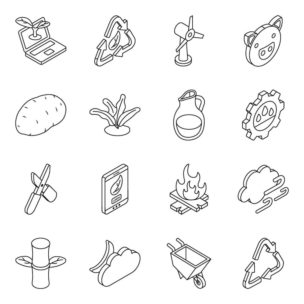 Set of Eco and Farming Flat Icons vector