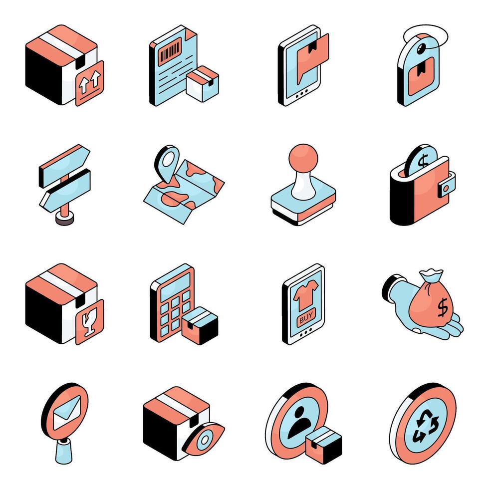 Set of Logistic and Cargo Flat Icons vector