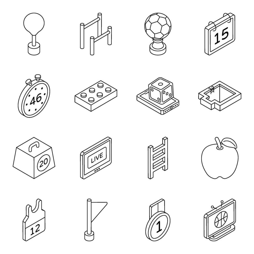 Set of Games Linear Icons vector
