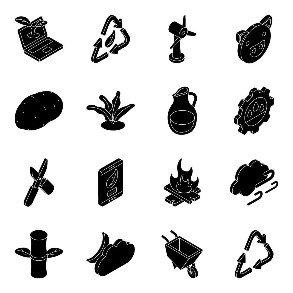 Set of Eco and Farming Flat Icons vector