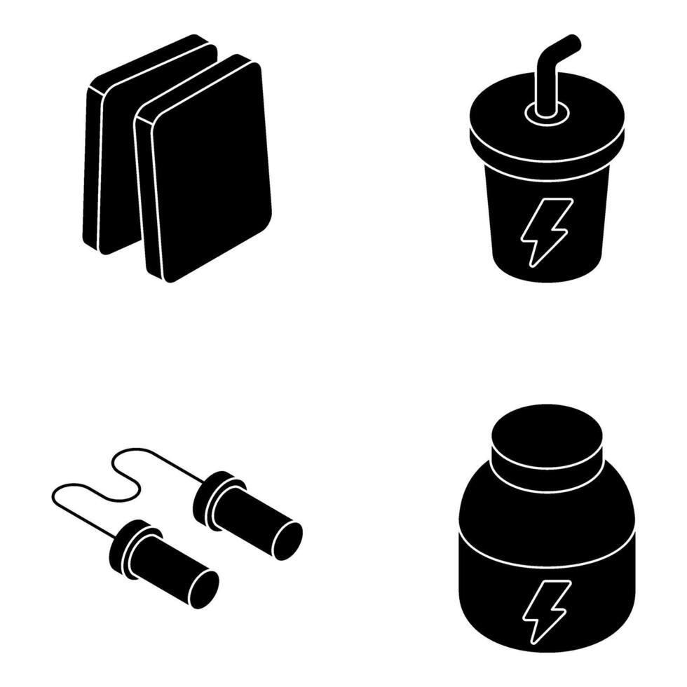 Set of Sports and Gym Solid Icons vector