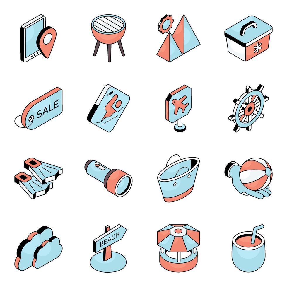 Pack of Camping Flat Icon vector