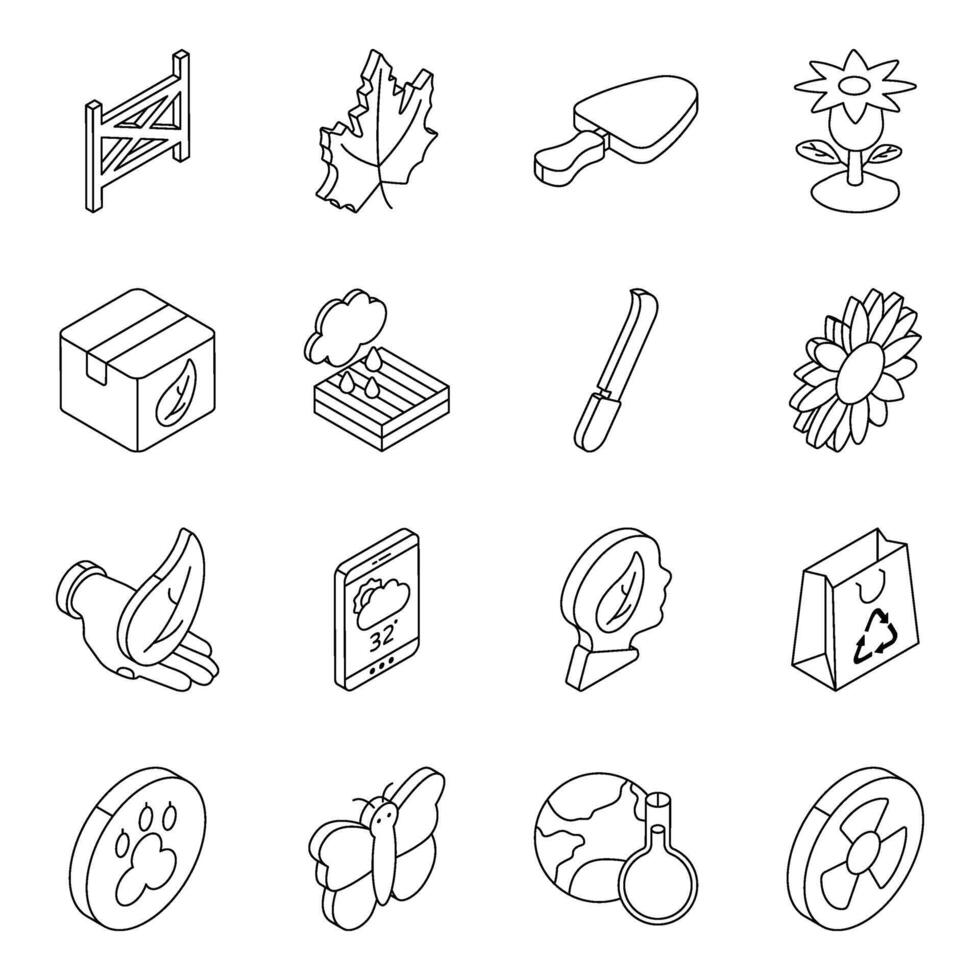 Set of Ecology and Farming Flat Icons vector