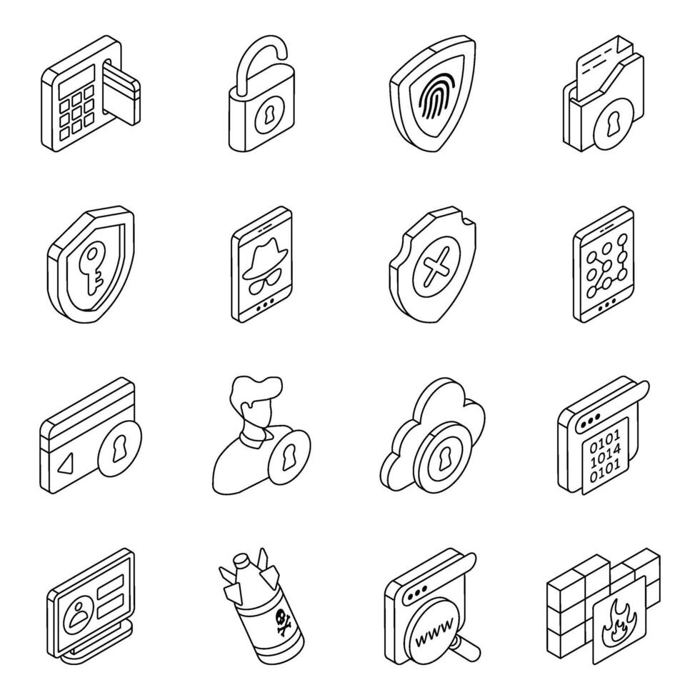 Pack of Security Linear Icon vector
