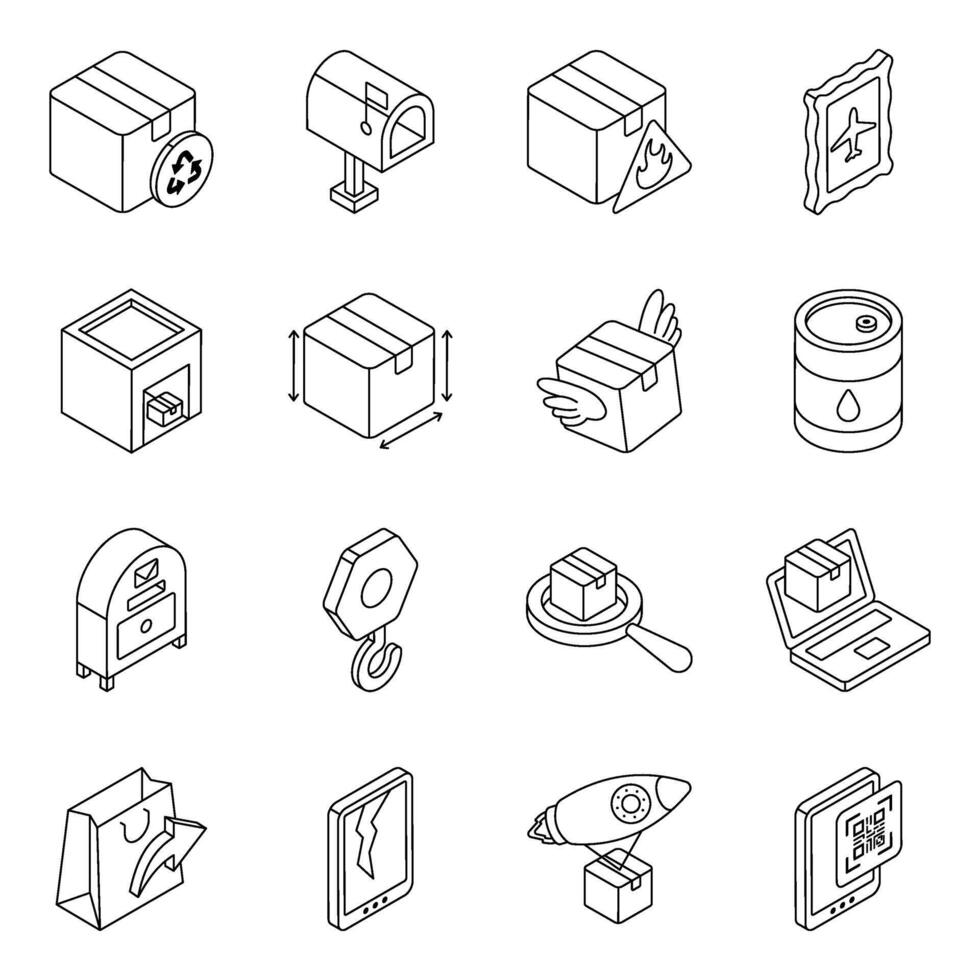 Set of Logistic and Cargo Linear Icons vector