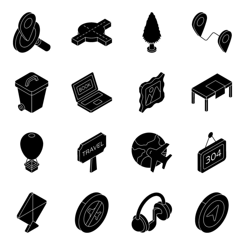 Pack of Summer and Camping Solid Icon vector