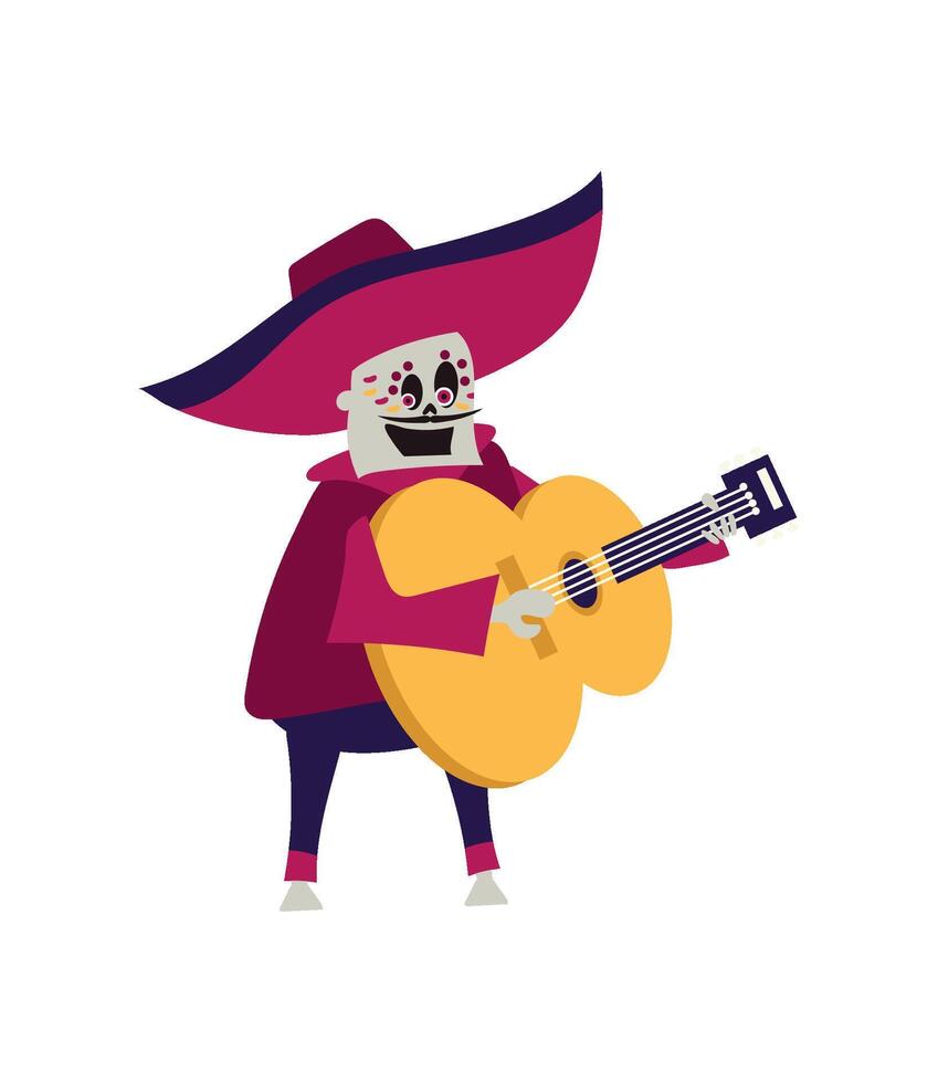 A cartoon skeleton playing guitar vector