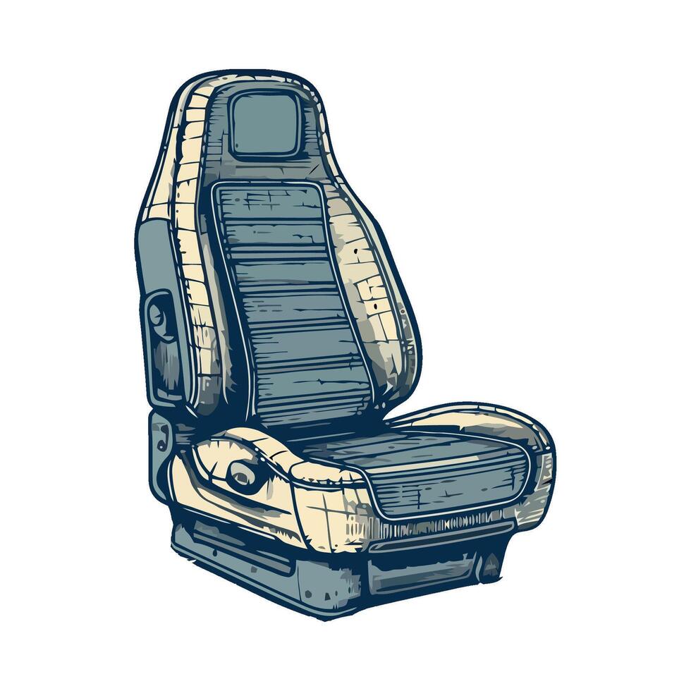 A drawing of a car seat with the seat up vector