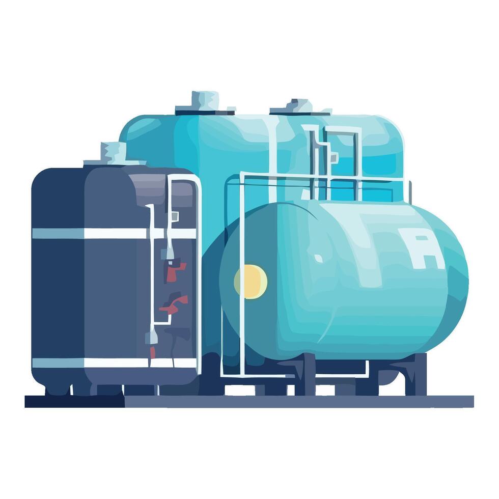 Water tank with pipes and valves vector