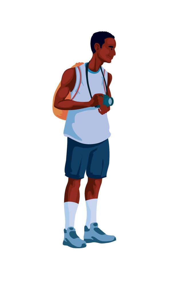 An illustration of a man with a backpack vector