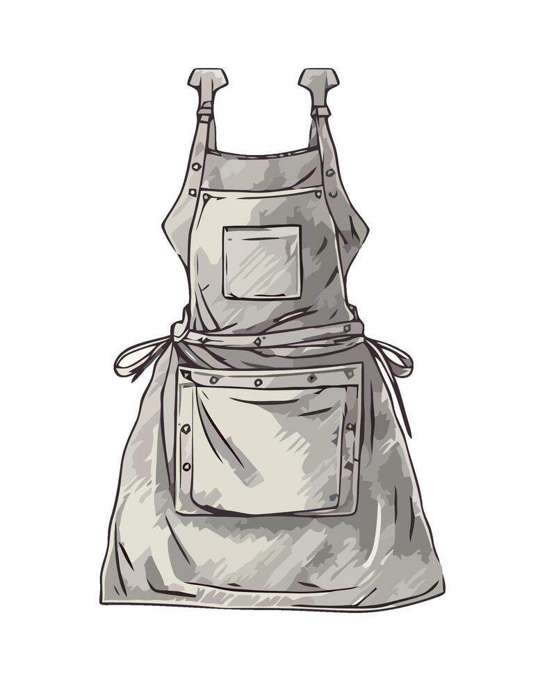 A drawing of a gray apron with a pocket vector