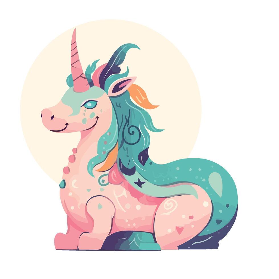 A cartoon unicorn with a long mane vector
