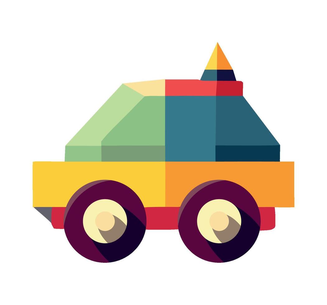A colorful car with a cone on top vector