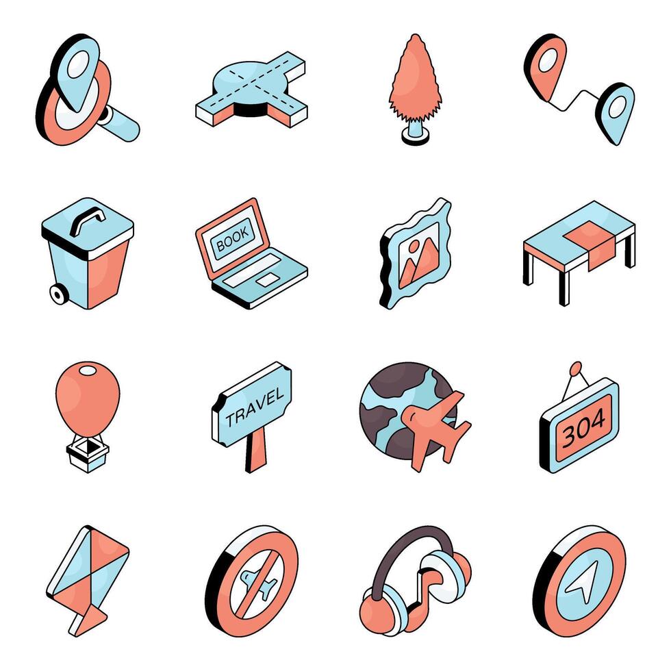 Pack of Summer and Camping Flat Icon vector