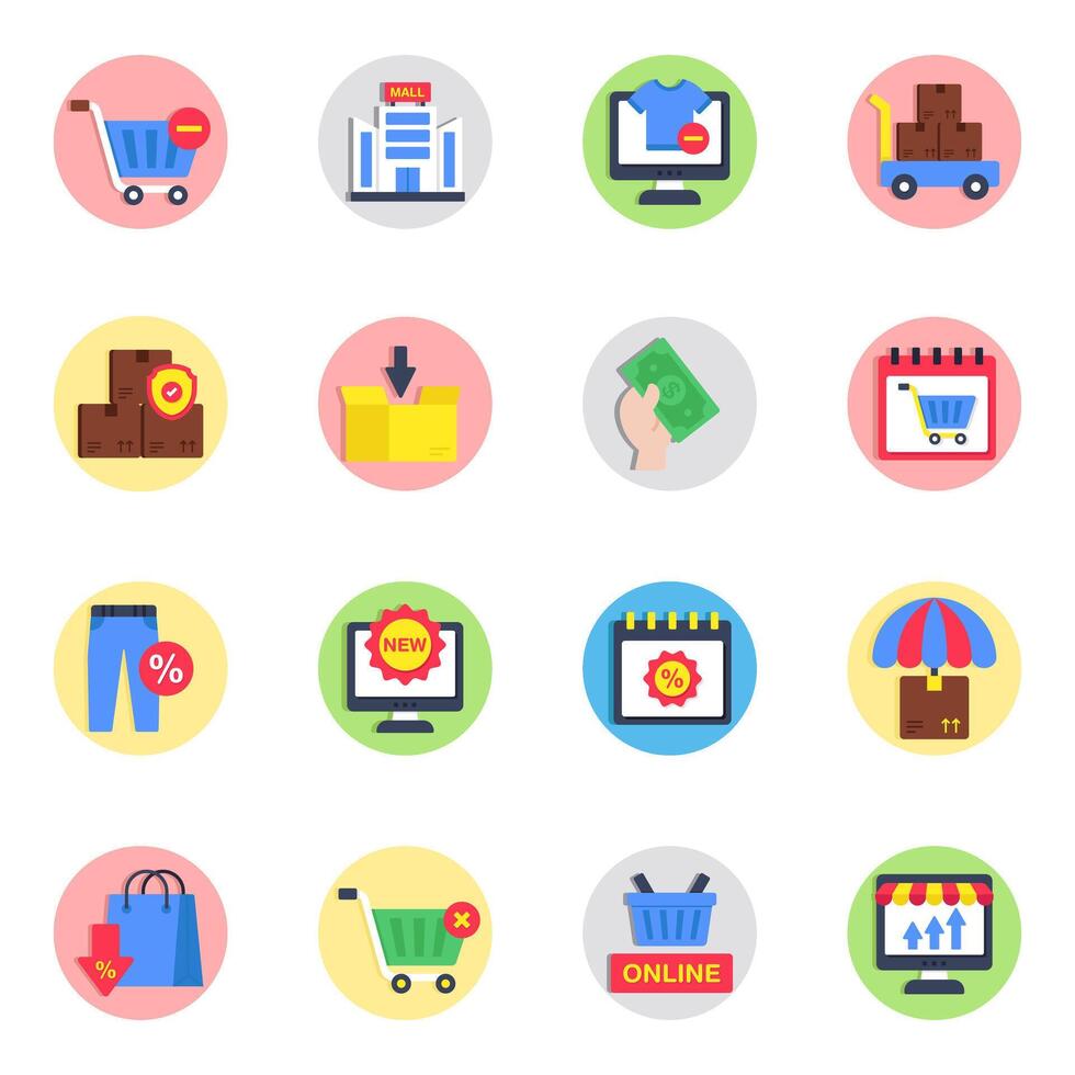 Set of Shopping and Spending Flat Icons vector