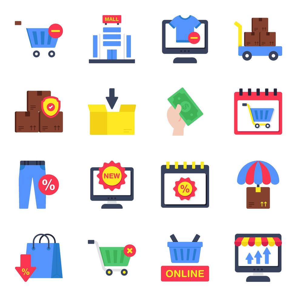 Set of Shopping and Spending Flat Icons vector