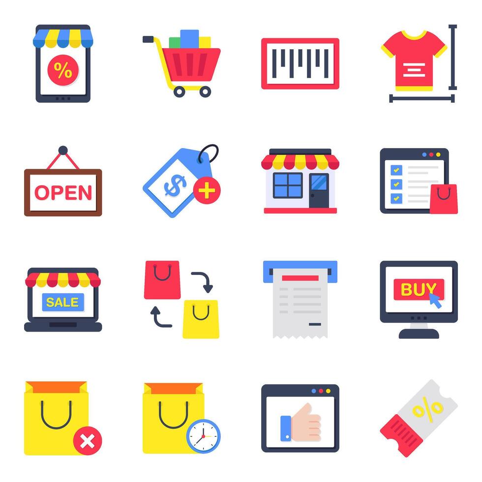 Set of Buy Flat Icons vector