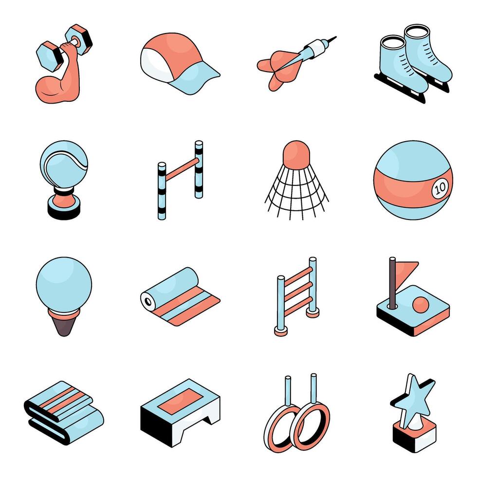 Set of Sports Instruments Flat Icons vector