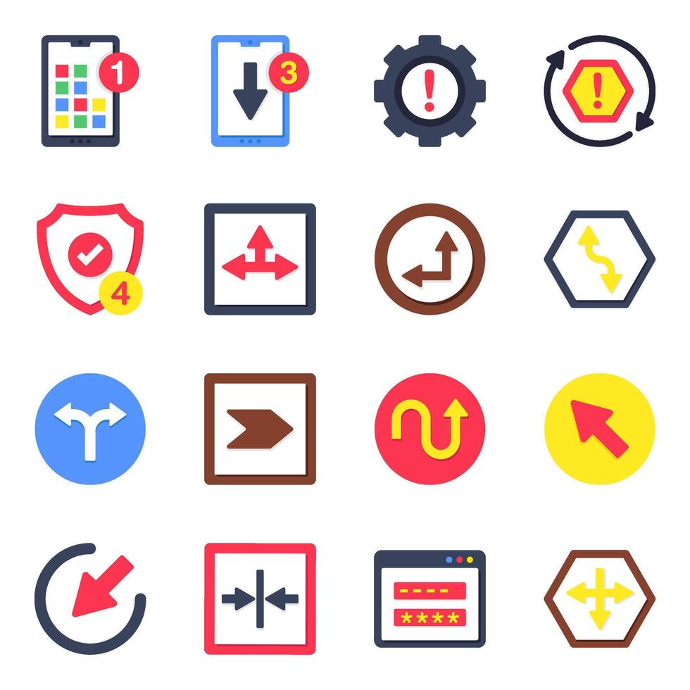 Set of Pointing Arrows and Ui Flat Icons vector