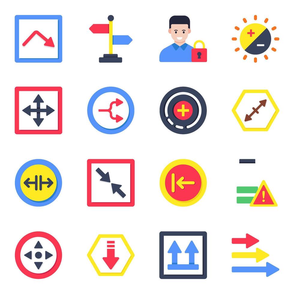 Set of Pointing Arrows Flat Icons vector