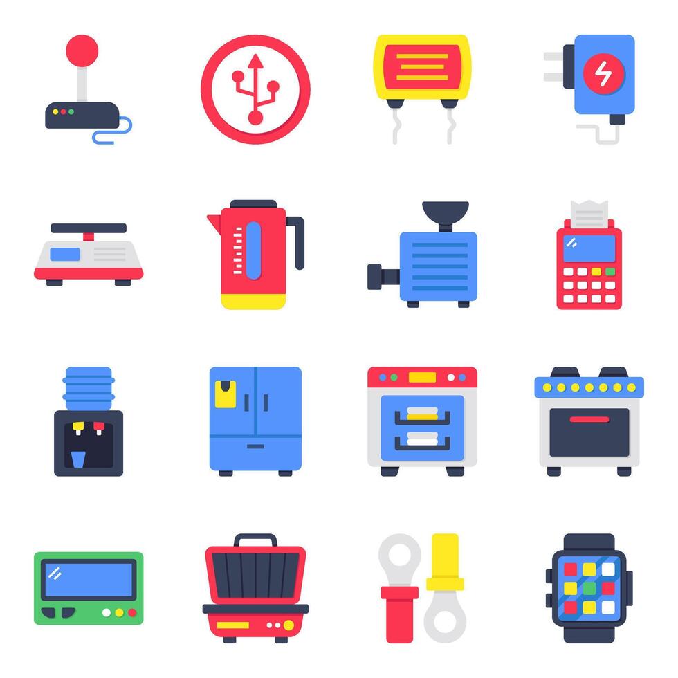 Pack of Devices and Technology Flat Icon vector