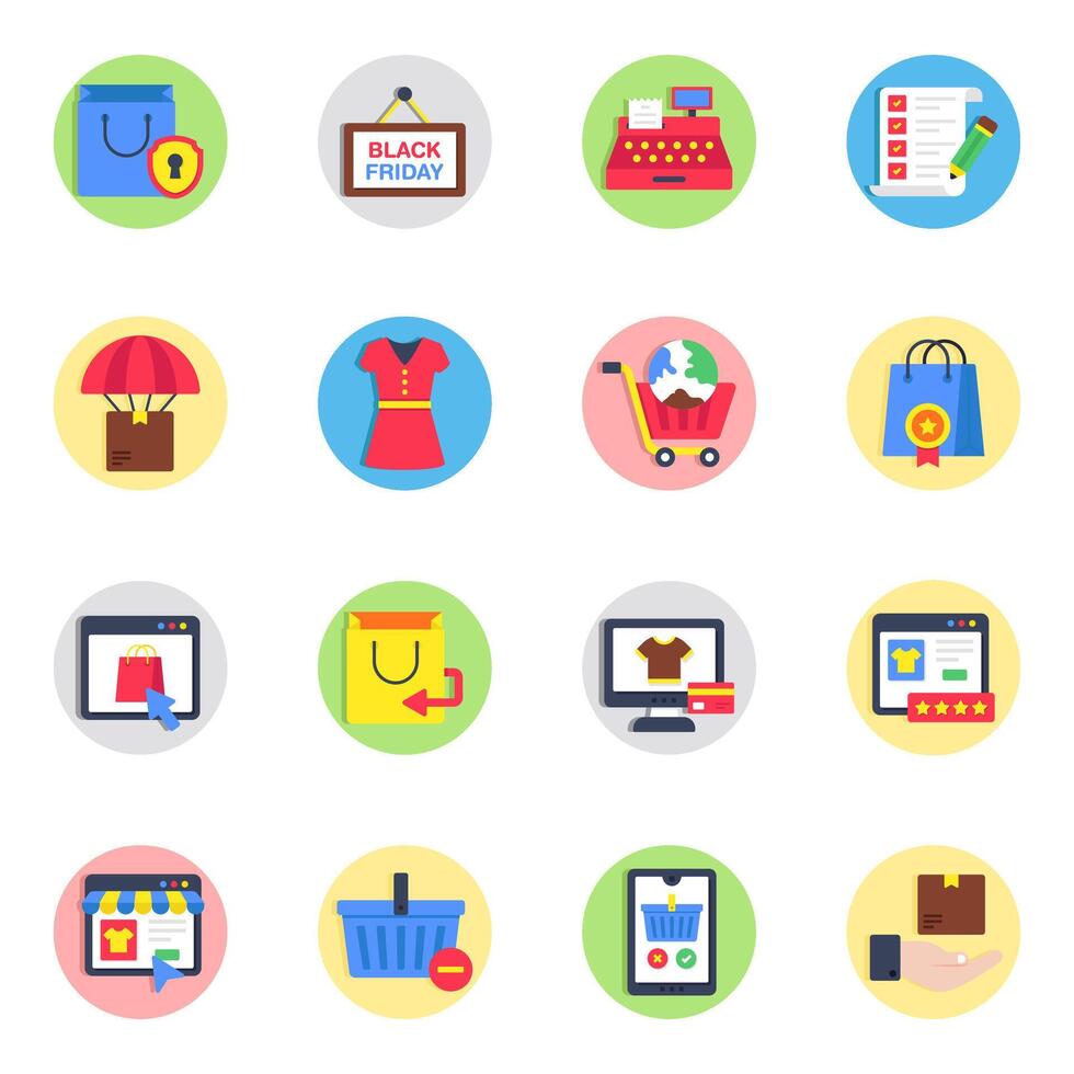 Set of Purchase Flat Icons vector