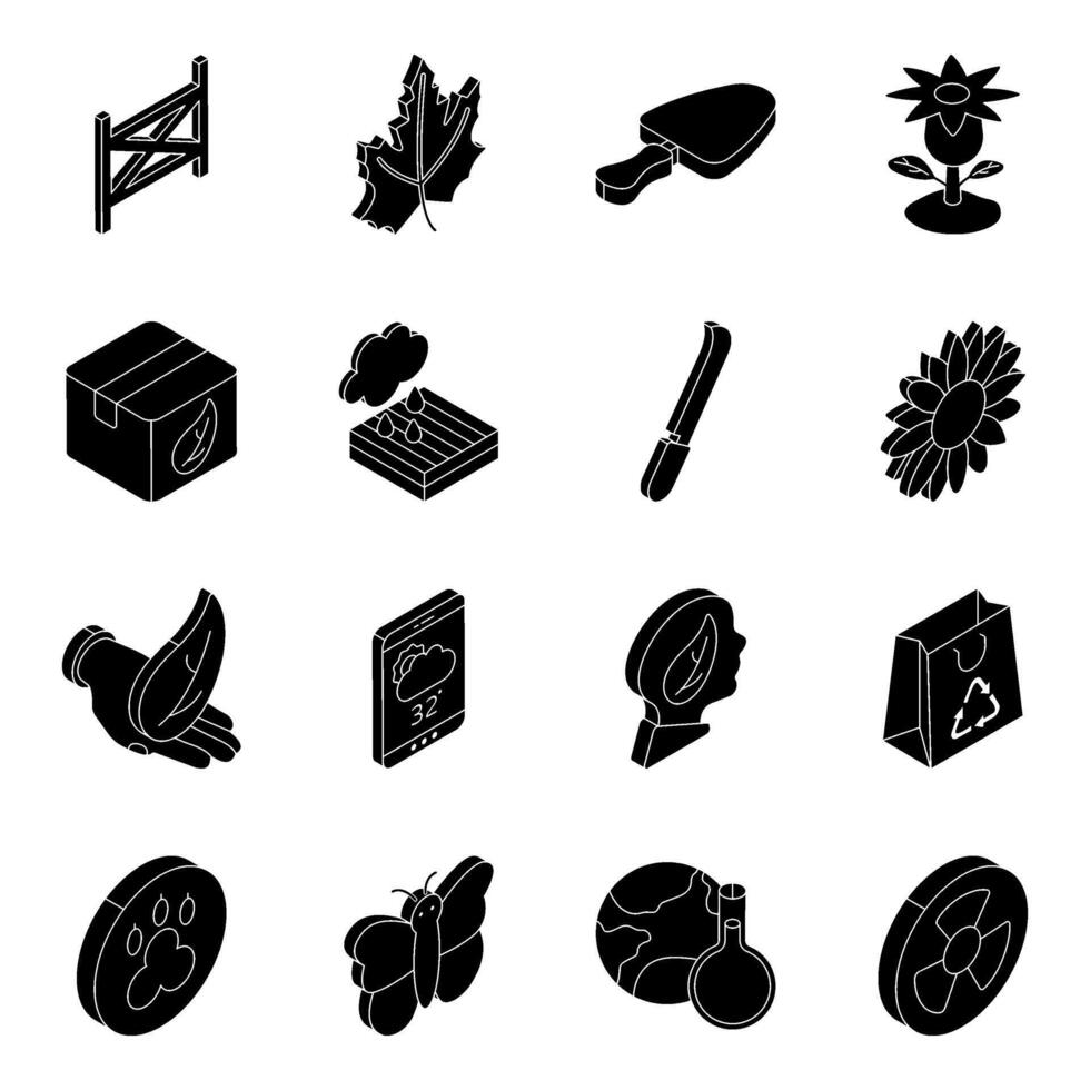 Set of Ecology and Farming Flat Icons vector