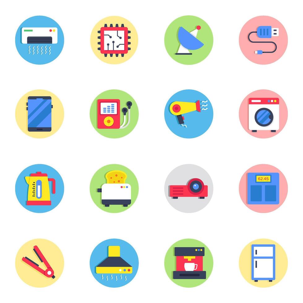 Pack of Electronics Flat Icon vector