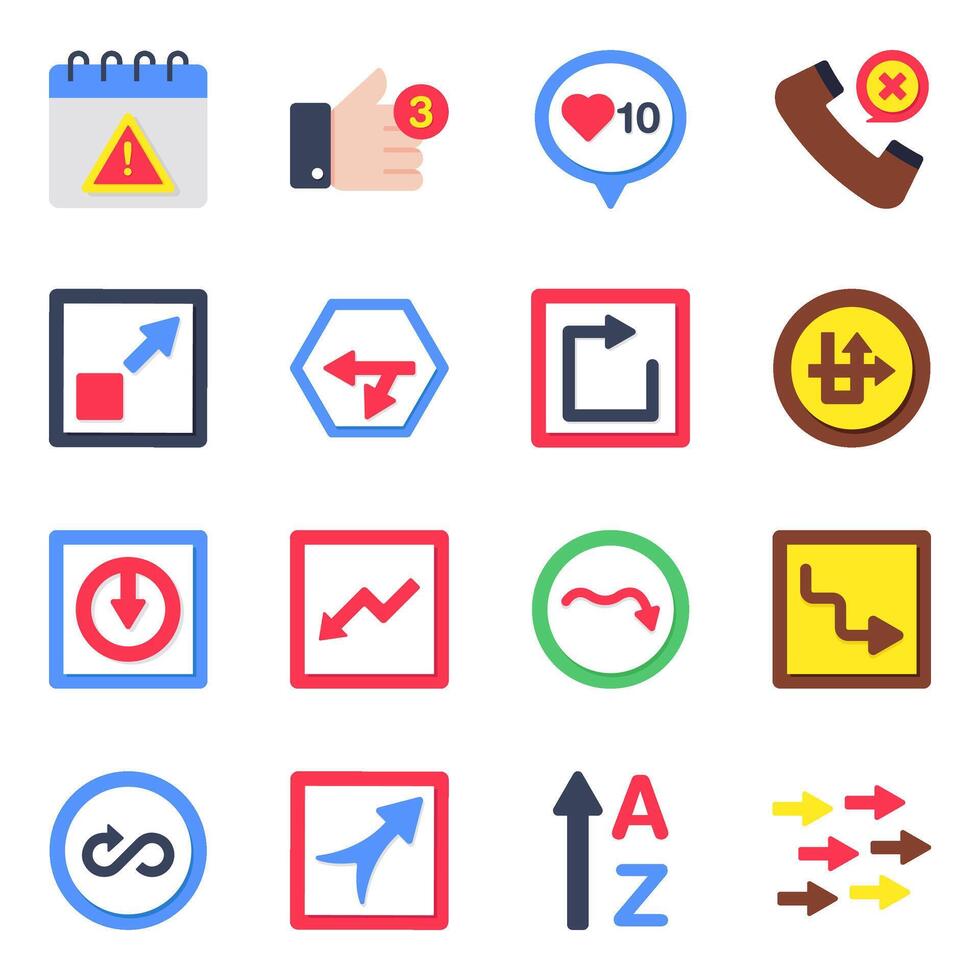 Set of Arrowheads Flat Icons vector