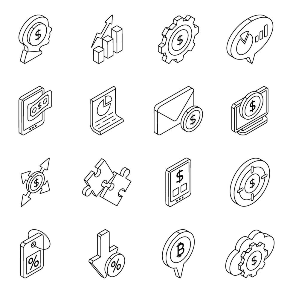 Pack of Finance and Startup Linear Icon vector