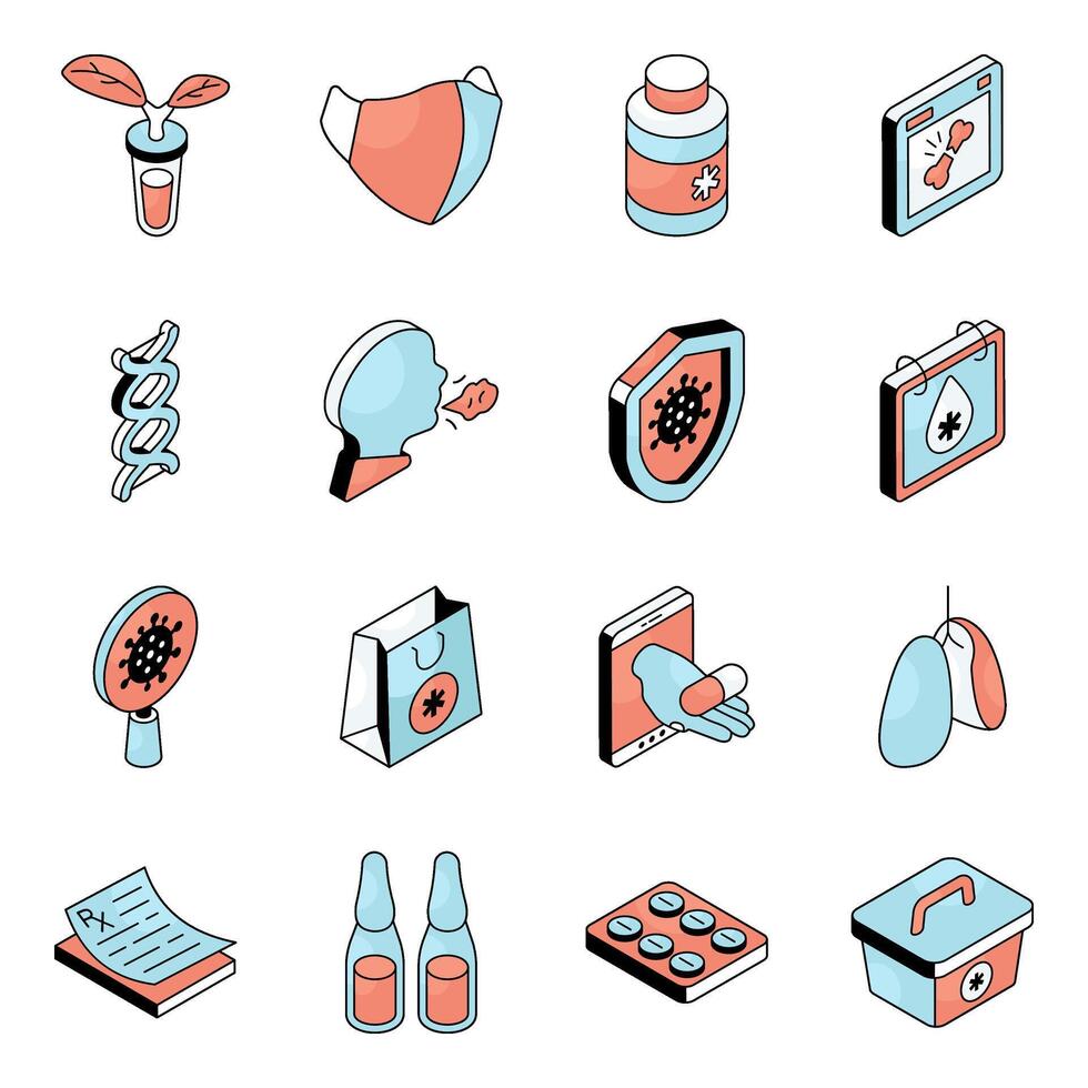 Set of Pharmacy Flat Icons vector