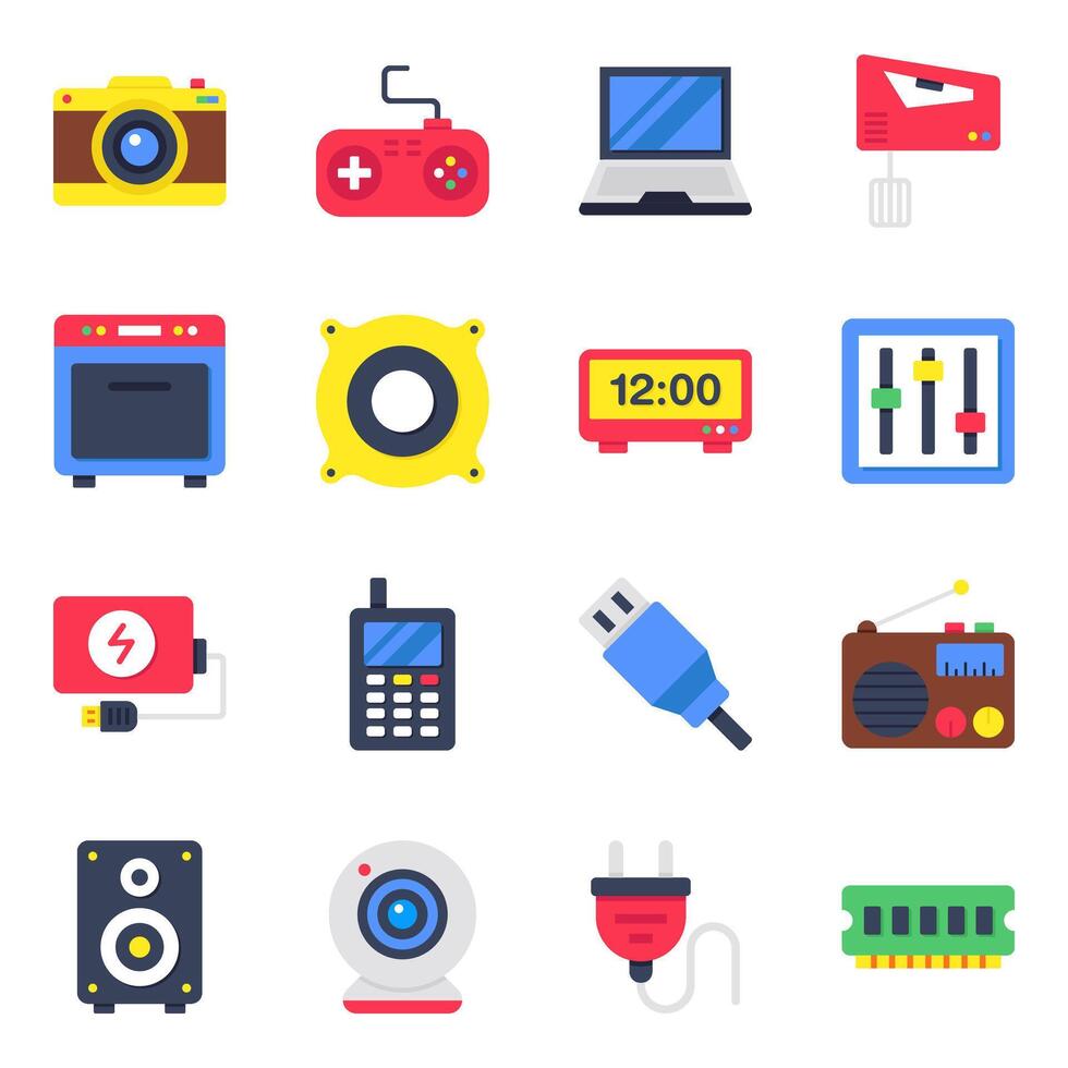 Pack of Electronics and Devices Flat Icon vector