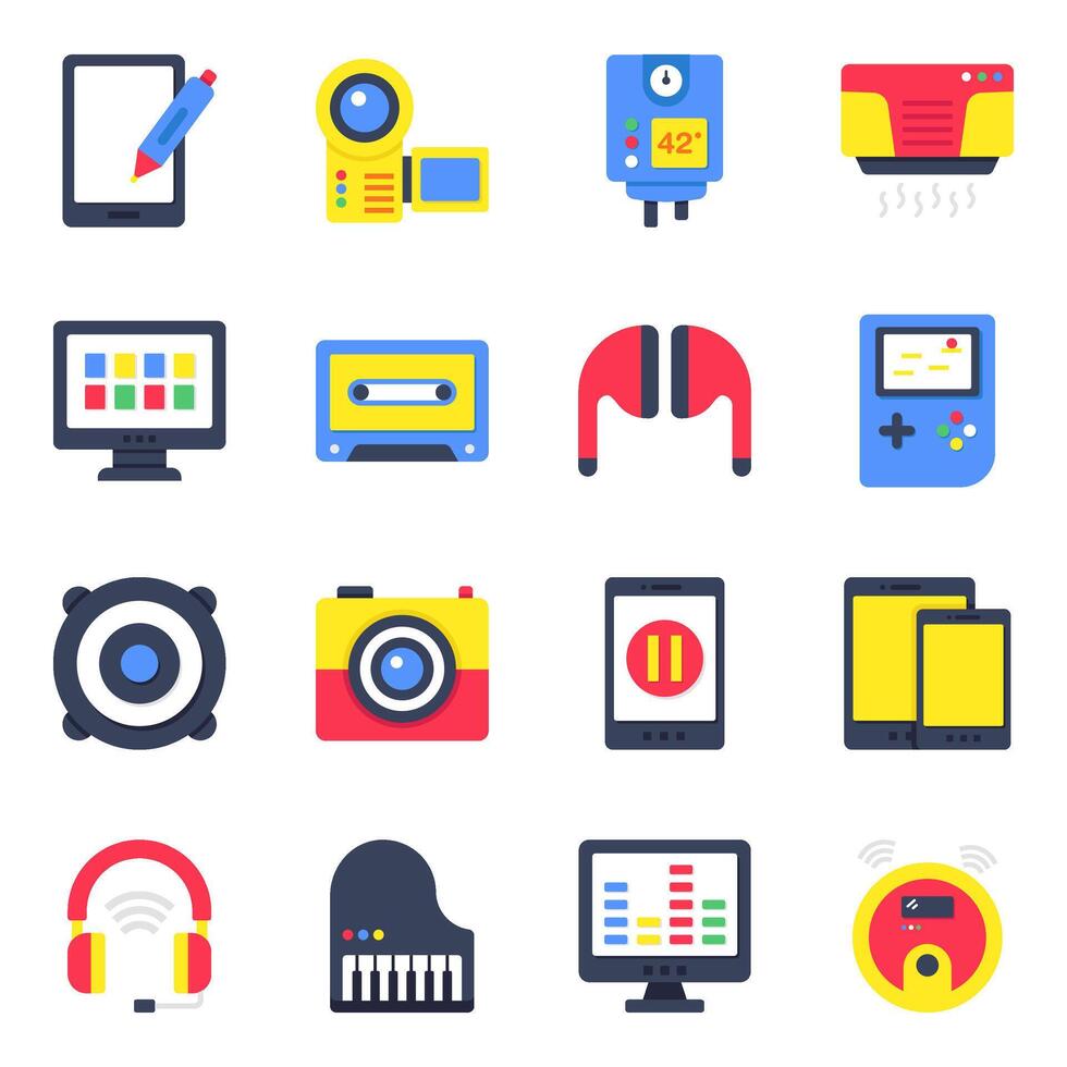 Pack of Home Appliances Flat Icon vector