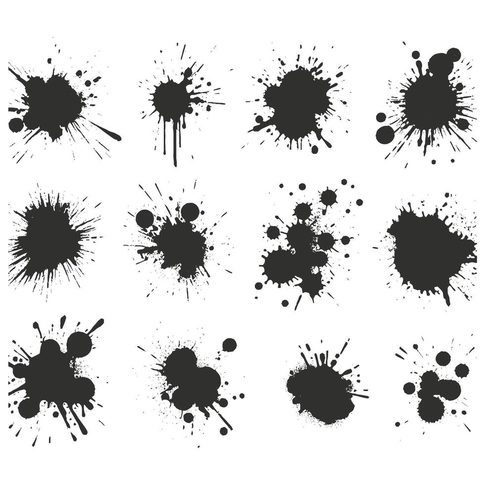 Black ink splashes set on a white background vector