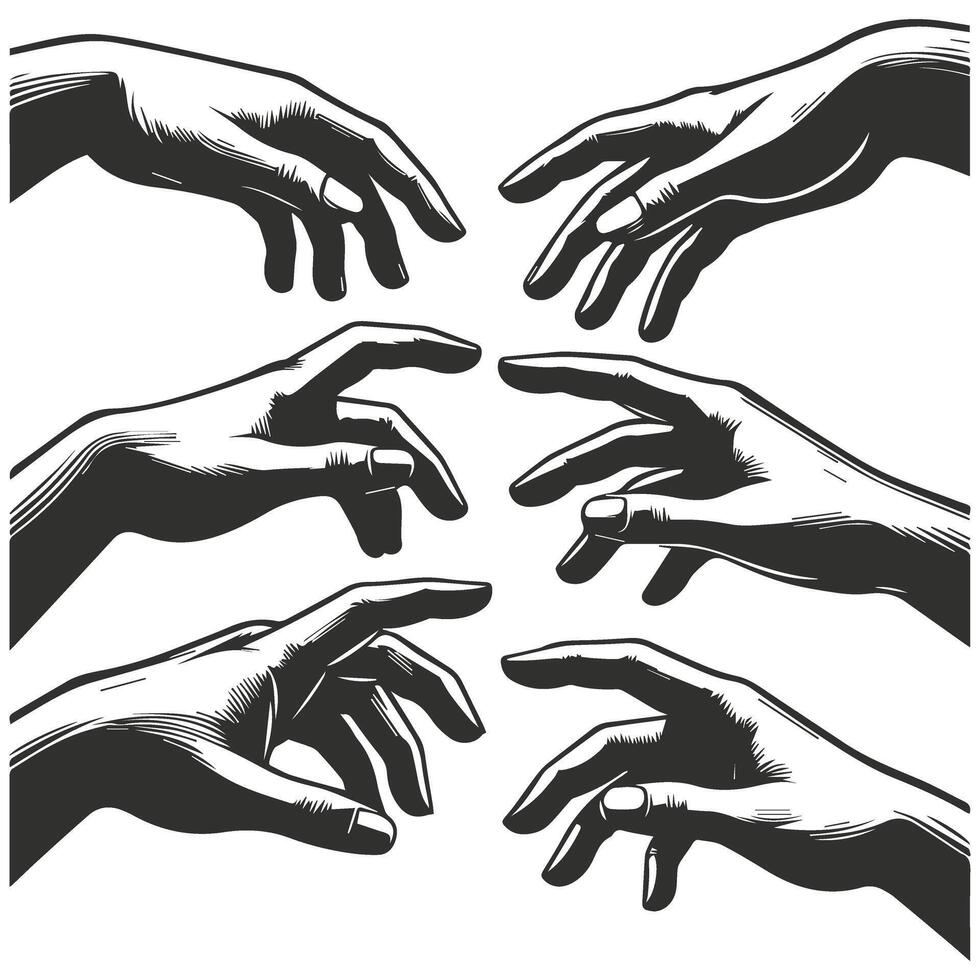 Hands of the creation of adam silhouette illustration vector