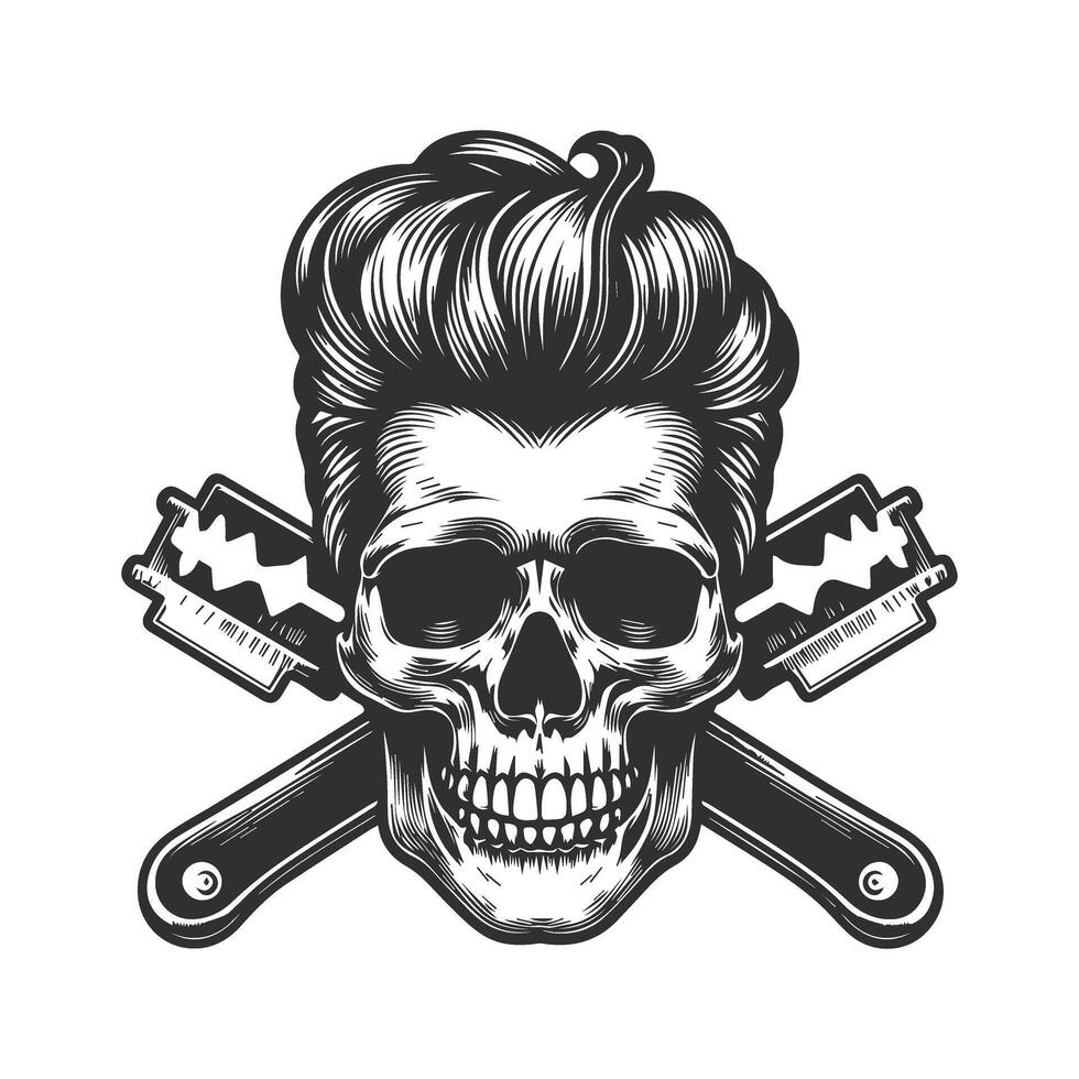 Skull with behind the razors vector