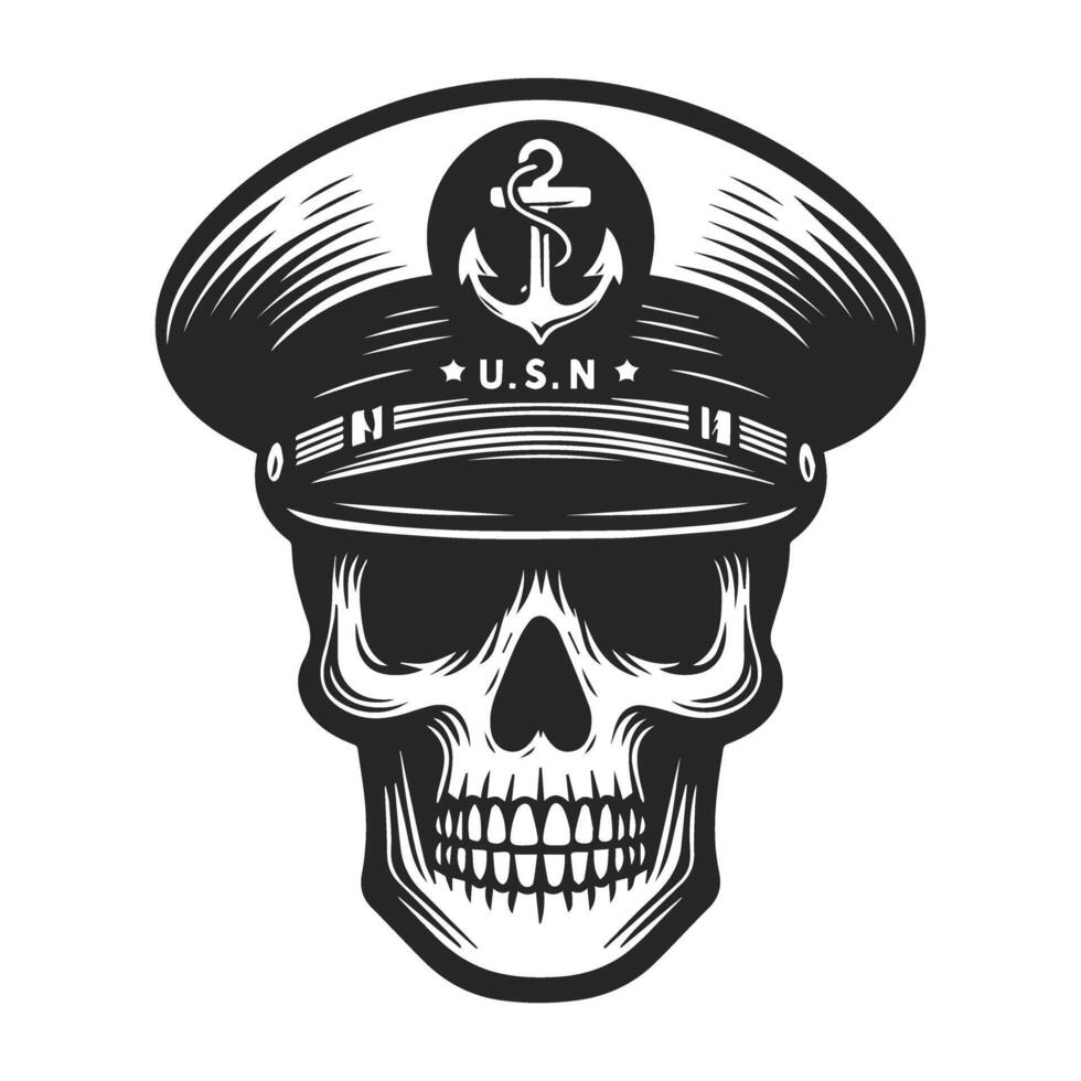 A skull in a sailor's hat design vector