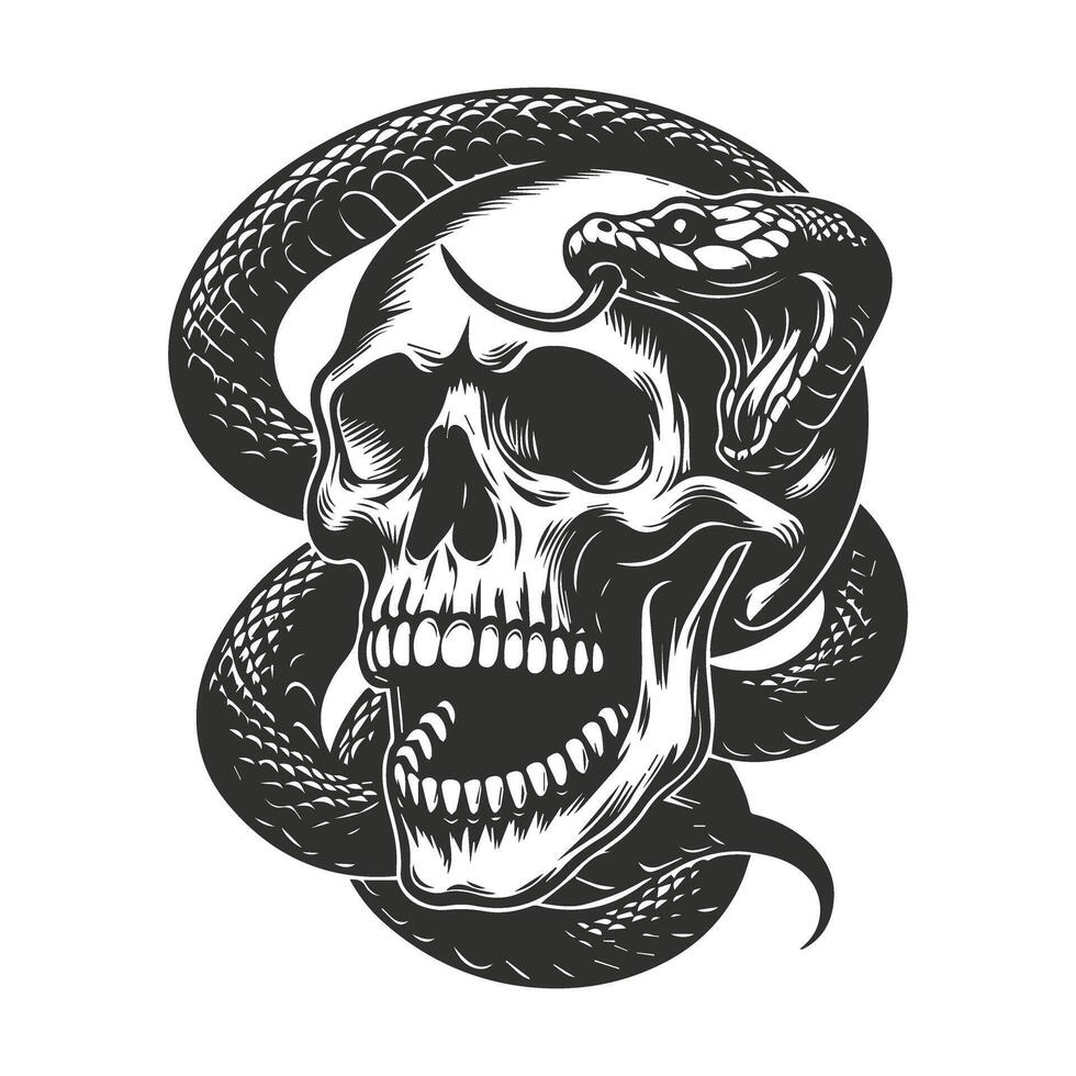 A skull with a snake vector