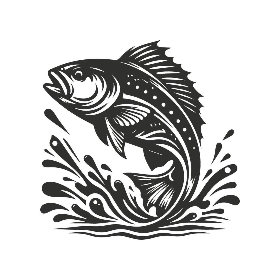 A fish jumping out of the water with a splash illustration vector