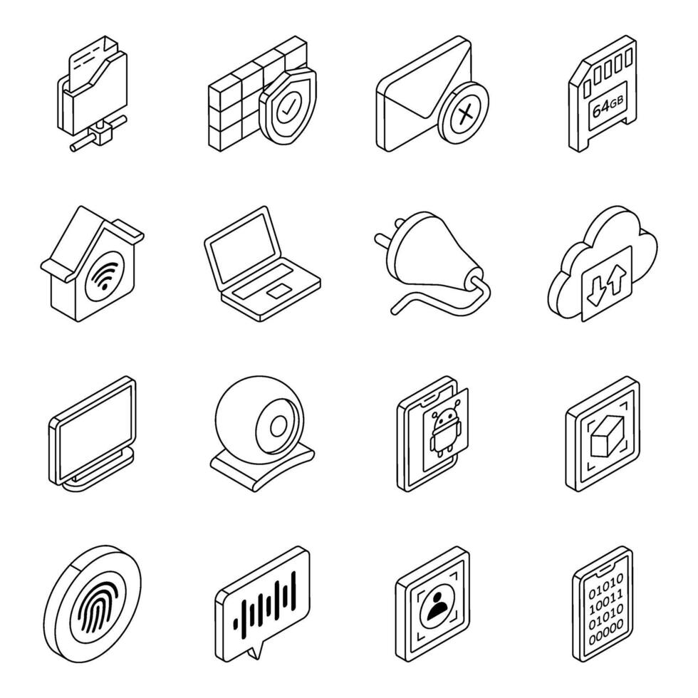 Pack of Device Linear Icon vector