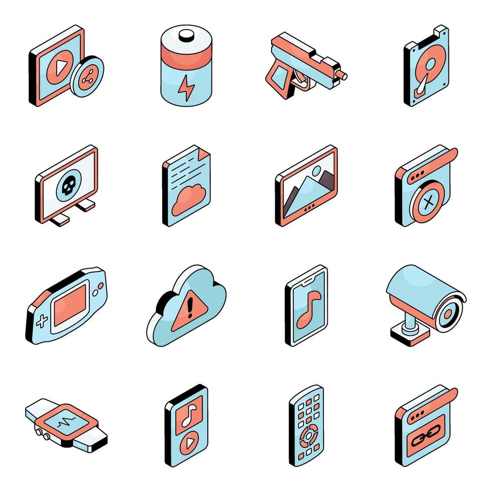 Pack of Network Security Flat Icon vector